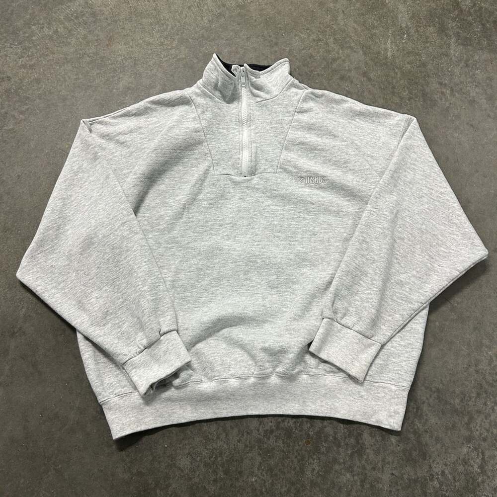 Vintage 90s Discus Athletic Tultex USA Made 1/4 Zip Sweatshirt Gray Large